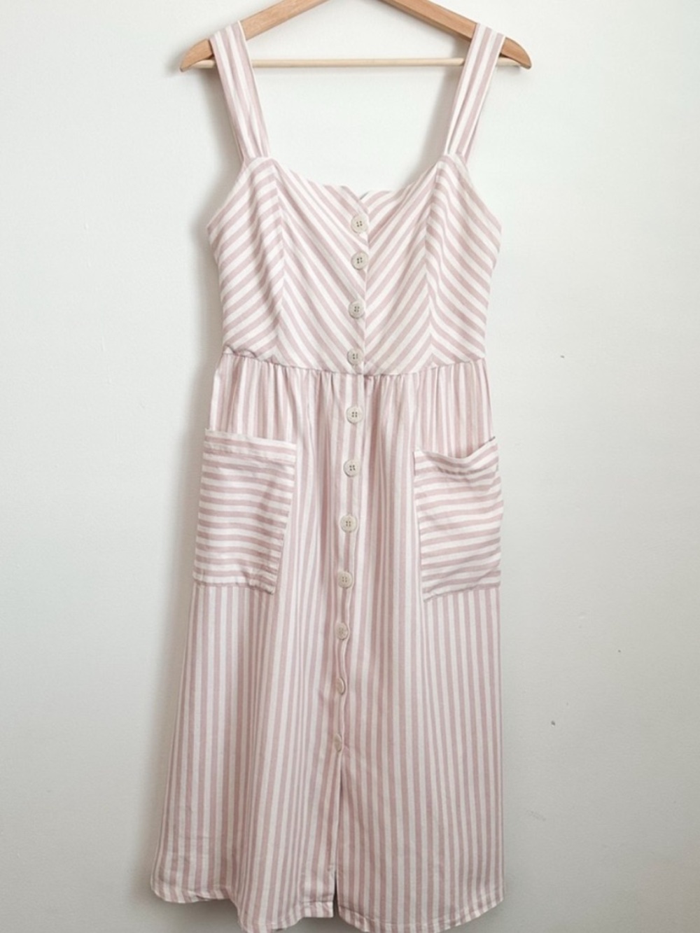 Mango soft pink linen blend summer midi dress